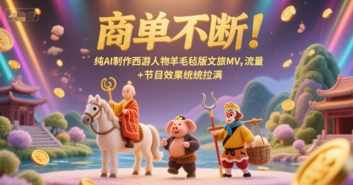 商单不断！纯AI制作西游人物羊毛毡版文旅MV，流量+节目效果统统拉满-庄子聊项目