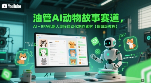 油管AI动物故事赛道，AI+RPA机器人流程自动化制作素材【保姆级教程】-庄子聊项目