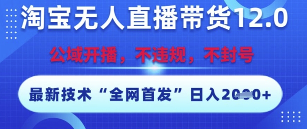淘宝无人直播带货12.0，最新技术，不封号，不违规，操作简单，开播爆单，日入多张【揭秘】-庄子聊项目