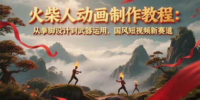 火柴人动画制作教程：从拳脚设计到武器运用，国风短视频新赛道-庄子聊项目