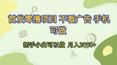 首发零撸项目 不看广告 手机可做 新手小白可以做  月入3k+【揭秘】-庄子聊项目