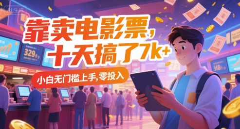 靠卖电影票，十天搞了7k+，小白无门槛上手，零投入【揭秘】-庄子聊项目