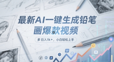 最新AI一键生成铅笔画爆款视频，多平台分发，日 入1k+，小白轻松上手【揭秘】-庄子聊项目
