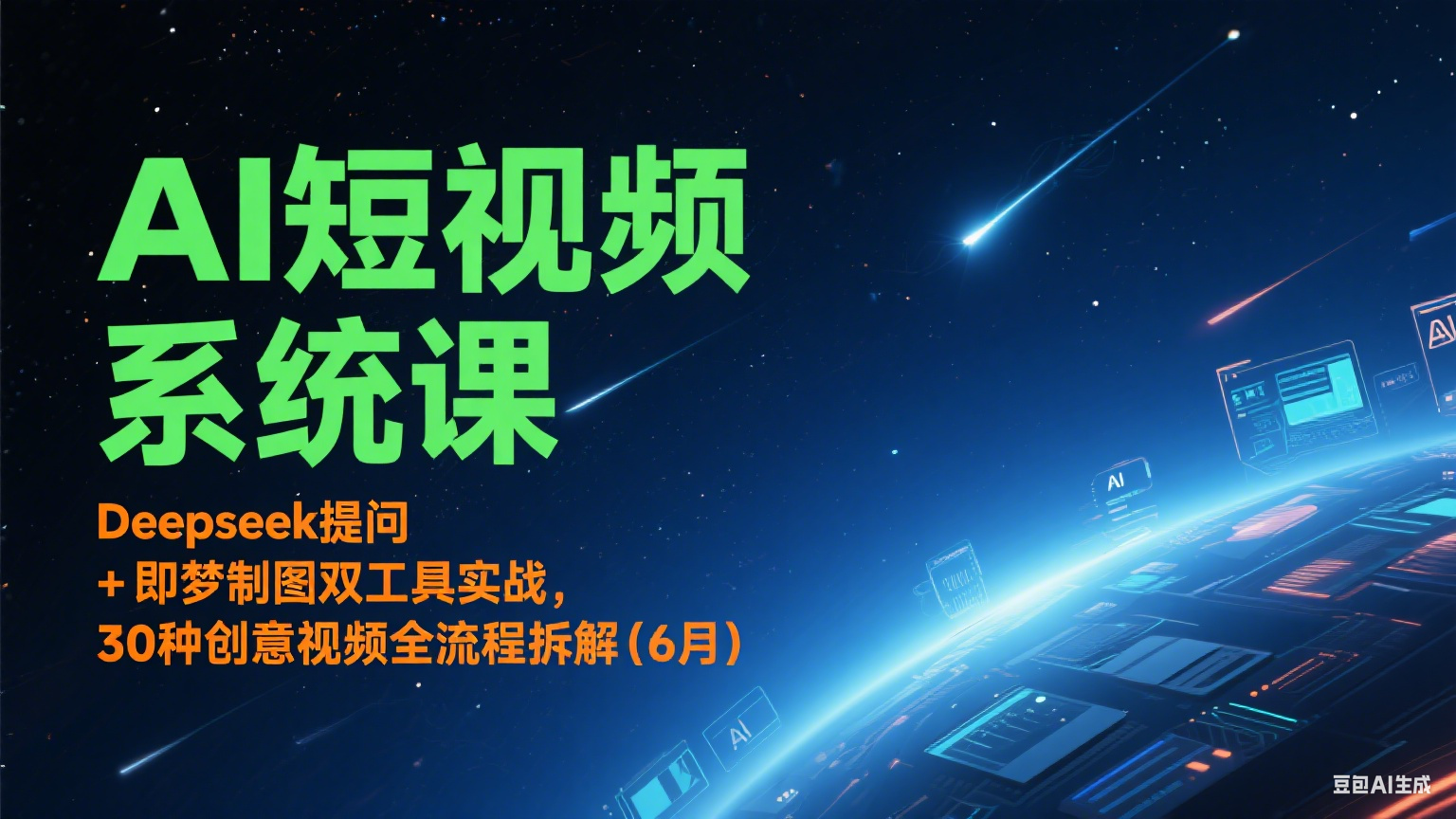 AI短视频系统课：Deepseek提问 + 即梦制图双工具实战，30种创意视频全流程拆解(6月)-庄子聊项目