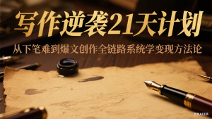 写作逆袭21天计划：从下笔难到爆文创作全链路系统学变现方法论-庄子聊项目