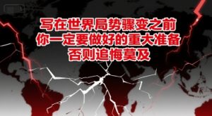 付费文章：写在世界局势骤变之前，你一定要做好的重大准备，否则追悔莫及-庄子聊项目