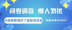 问卷调查，懒人勿扰，问卷都整理好了单价不等，做就有收益，熟练后单日3张【揭秘】-庄子聊项目