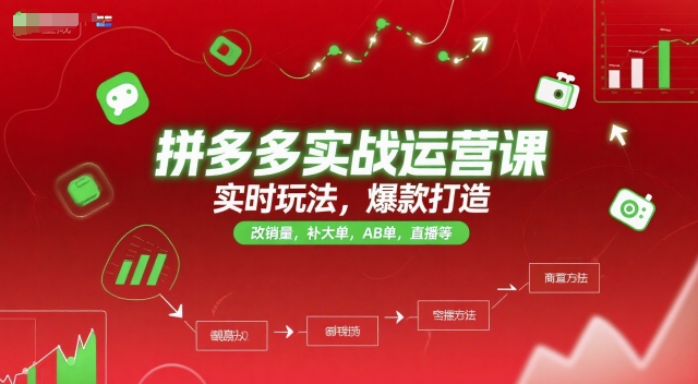 拼多多实战运营课，实时玩法，爆款打造，改销量，补大单，AB单，直播等(更新2025月)-庄子聊项目