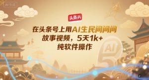 在头条号上用AI生民间故事视频,5天1k+,纯软件操作-庄子聊项目