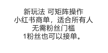 可矩阵操作，小红书商单新玩法，适合所有人，无需粉丝门槛，1粉丝也可以接单-庄子聊项目
