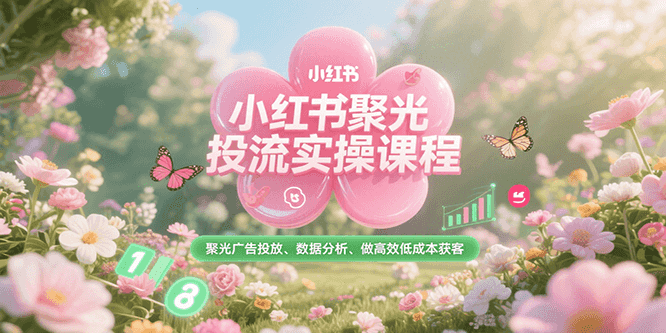 小红书聚光投流实操课程，聚光广告投放、数据分析、做高效低成本获客-庄子聊项目