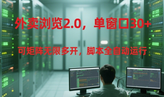 外卖浏览2.0，单窗口30+可矩阵无限多开，脚本全自动运行【揭秘】-庄子聊项目