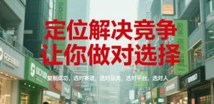 定位解决竞争，让你做对选择，复制成功，选对赛道，选对品类，选对平台，选对人-庄子聊项目