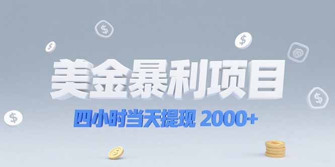 美金暴利项目，四小时当天提现 2000+机会留给会选赛道的人-庄子聊项目