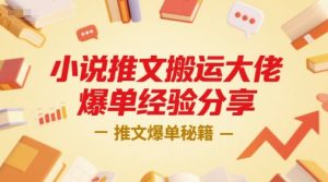 小说推文搬运大佬爆单经验分享，推文爆单秘籍-庄子聊项目