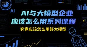 AI与大模型企业应该怎么用系列课程，究竟应该怎么用好大模型-庄子聊项目