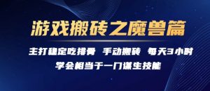 游戏搬砖之魔兽篇，稳定吃排骨每天3小时【揭秘】-庄子聊项目