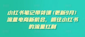 小红书笔记带货课(更新25年6月)流量电商新机会,抓住小红书的流量红利-庄子聊项目