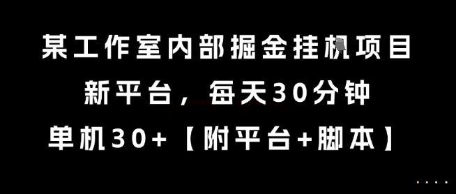 某工作室内部掘金挂G项目，新平台，每天30分钟，单机30+【揭秘】-庄子聊项目