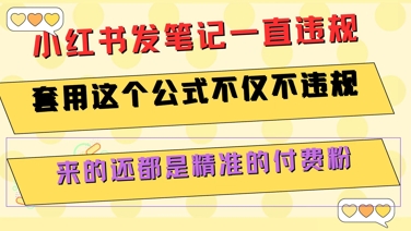 小红书发笔记一直违规，套用这个公式不仅不违规，来的还都是精准的付费粉-庄子聊项目