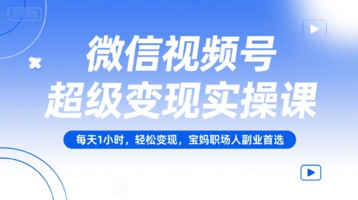 微信视频号超级变现实操课，每天1小时，轻松变现，宝妈职场人副业首选-庄子聊项目