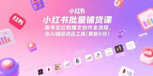 小红书批量铺货课，账号定位到爆文创作全流程，含AI辅助选品工具(更新6月-庄子聊项目
