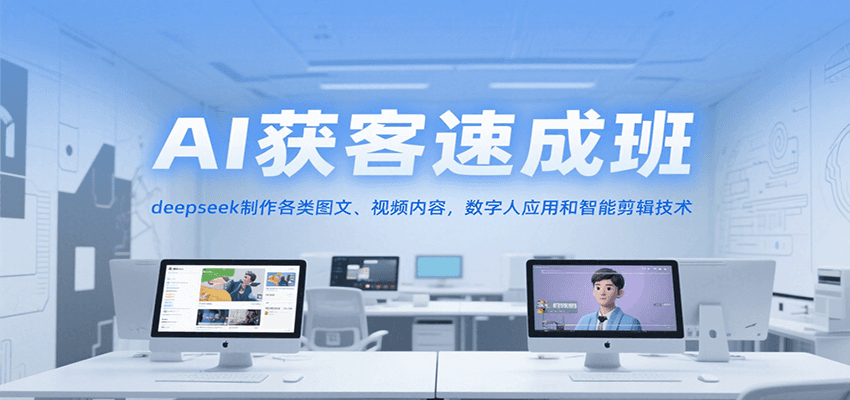 AI获客速成班，deepseek制作各类图文、视频内容，数字人应用和智能剪辑技术-庄子聊项目