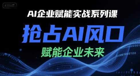 AI企业赋能实战系列课，抢占AI风口，赋能企业未来-庄子聊项目