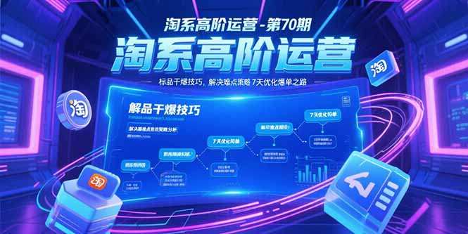 淘系高阶运营-第70期，标品干爆技巧，解决难点策略，大佬操盘方法-庄子聊项目