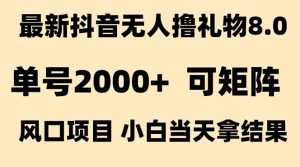 抖音无人撸礼物8.0玩法 全新风口 见效果快 全无人 单号当天产出2000+-庄子聊项目