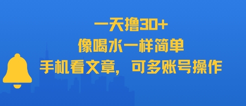 一天撸30+，像喝水一样简单，手机看文章，可多账号操作-庄子聊项目