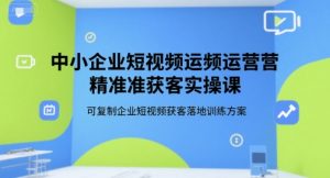 中小企业短视频运营精准获客实操课，可复制企业短视频获客落地训练方案-庄子聊项目