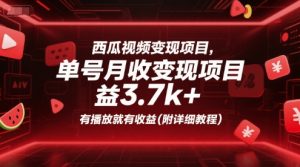 西瓜视频变现项目,单号月收益3.7k+,有播放就有收益(附详细教程)-庄子聊项目