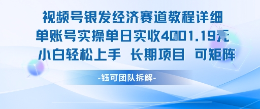 视频号银发经济赛道单账号实操单日实收1k+，小白轻松上手长期项目-庄子聊项目