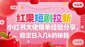 红果短剧拉新小红书大佬爆单经验分享，稳定日入几k的秘籍-庄子聊项目