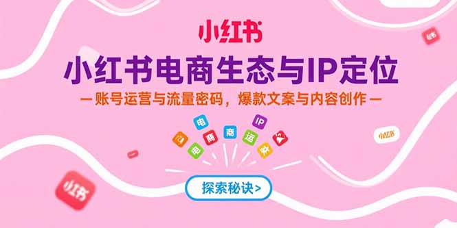 小红书电商生态与IP定位，账号运营与流量密码，爆款文案与内容创作-庄子聊项目
