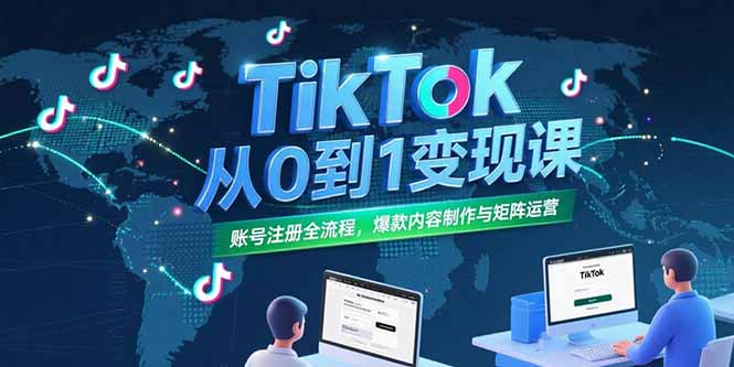 TikTok从0到1变现课，账号注册全流程，爆款内容制作与矩阵运营-庄子聊项目
