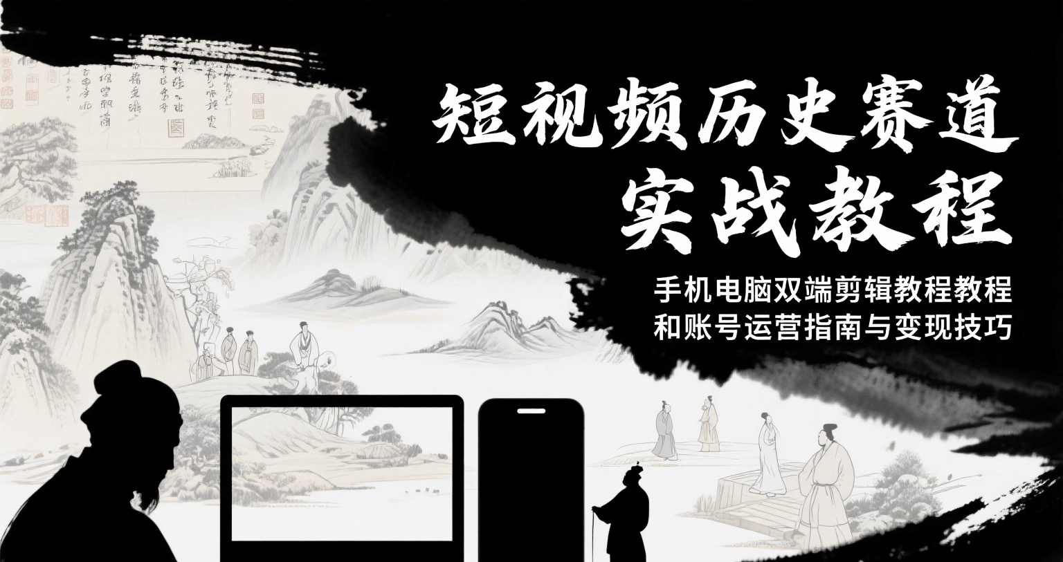 短视频历史赛道实战教程，手机电脑双端剪辑教程和账号运营指南与变现技巧-庄子聊项目