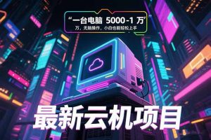 最新云机项目 一台电脑5000到10000 无脑操作小白也能轻松上手-庄子聊项目