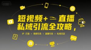 短视频+直播私域引流全攻略,IP打造 +视频引流 +直播引流 +私域沉淀-庄子聊项目