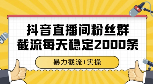 抖音直播间粉丝群截流，稳定采集数据全行业通用 2000条数据一天【揭秘】-庄子聊项目