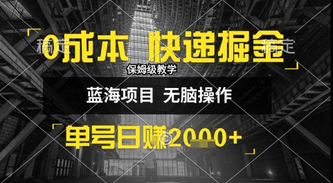 0成本快递掘金玩法，日入1k+，小白30分钟上手，收益嘎嘎猛【揭秘】-庄子聊项目