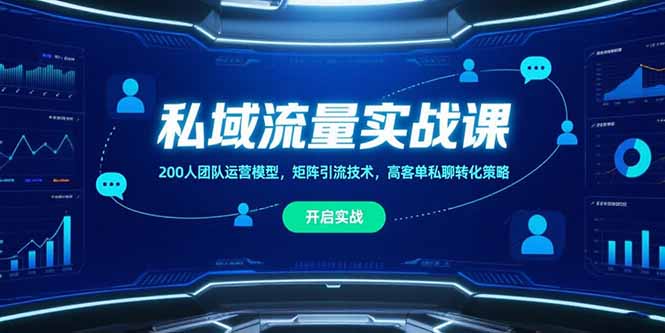 私域流量实战课，200人团队运营模型，矩阵引流技术，高客单私聊转化策略-庄子聊项目