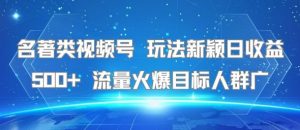 名著类视频号 玩法新颖日收益500+ 流量火爆目标人群广-庄子聊项目
