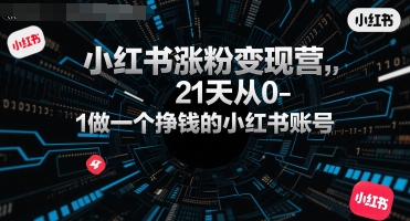 小红书涨粉变现营，21天从0-1做一个挣钱的小红书账号-庄子聊项目