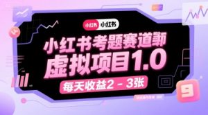 小红书考题赛道虚拟项目1.0，项目操作简单，每天收益2-3张-庄子聊项目