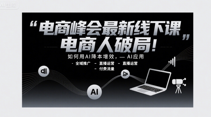 电商峰会最新线下课，电商人破局，如何用AI降本增效，AI应用-全域推广-直播运营-付费流量-庄子聊项目