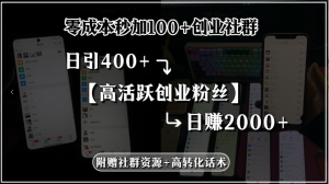 零成本秒加100+创业社群，日引400+高活跃创业粉丝，日赚2000+，附赠社…-庄子聊项目