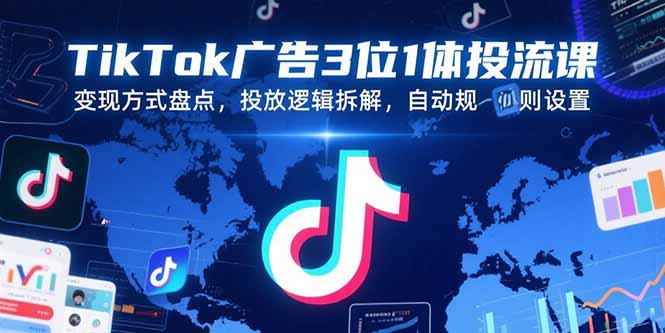 TikTok广告3位1体投流课，变现方式盘点，投放逻辑拆解，自动规则设置-庄子聊项目