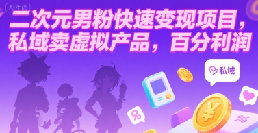 二次元男粉快速变现项目，私域卖虚拟产品，百分利润-庄子聊项目